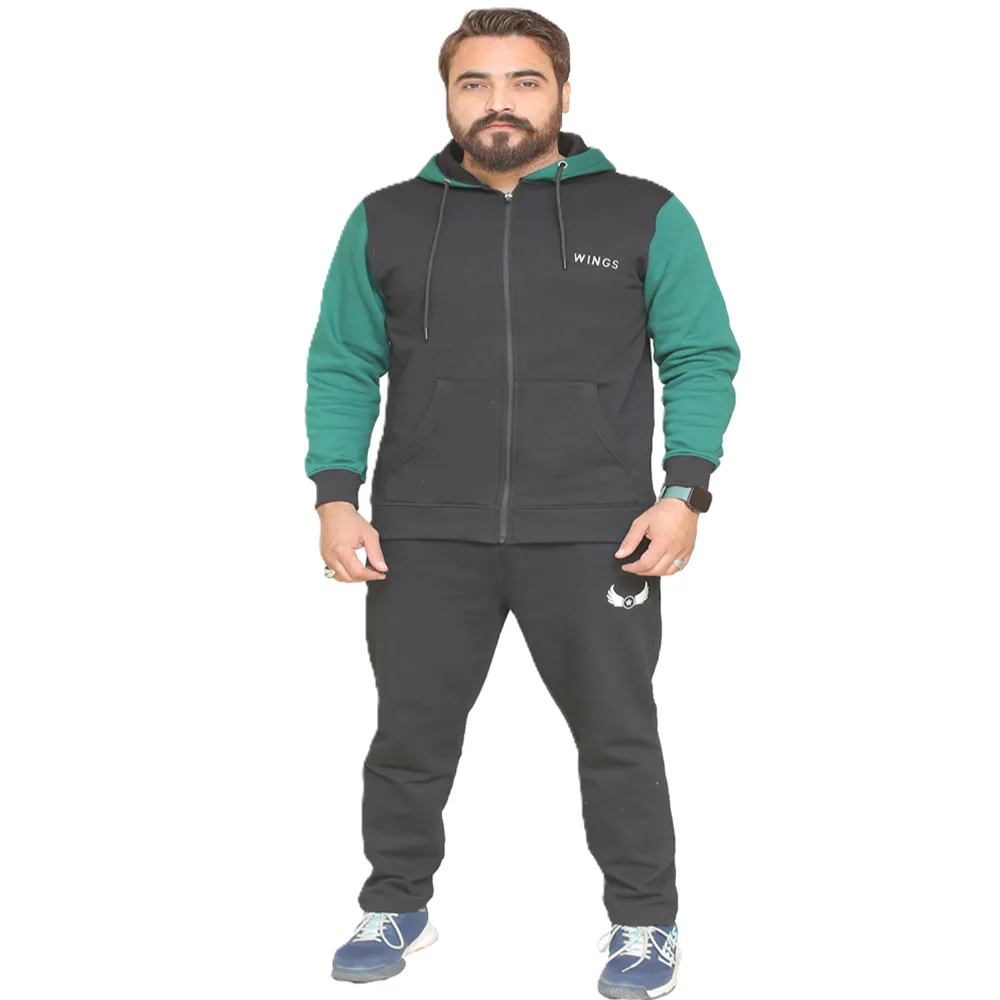 Winter Green Black zipper Fleece Tracksuit