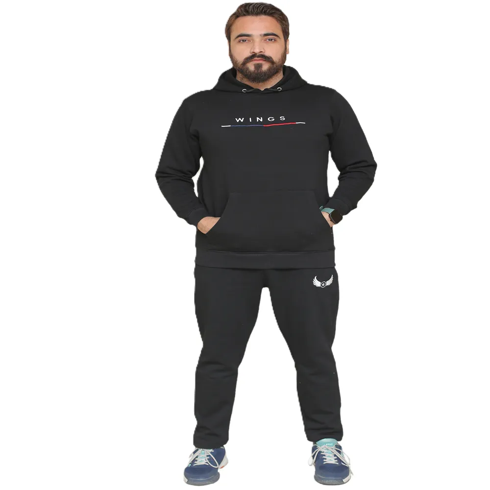 Winter Black Hoodie Fleece Tracksuit