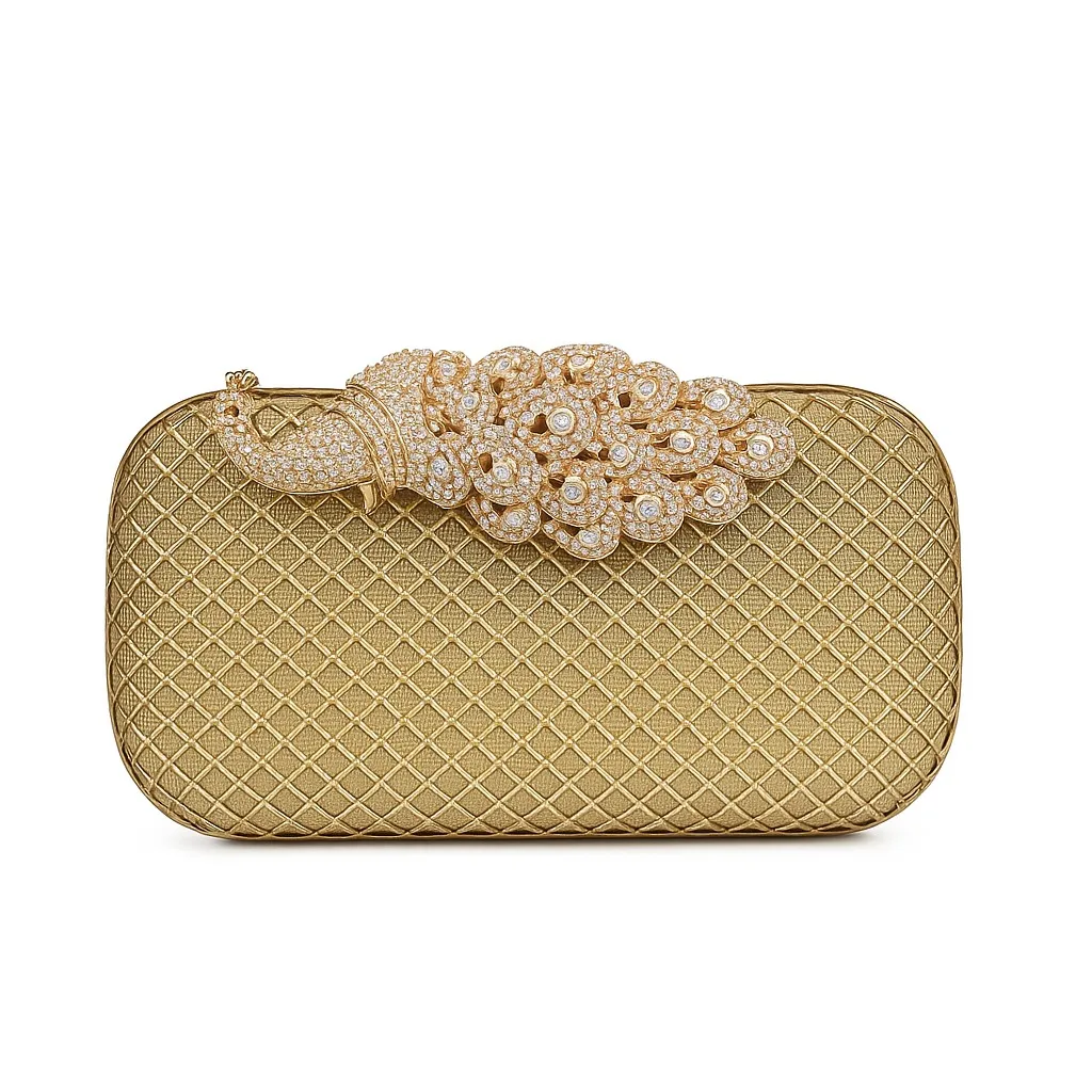 Regal Peacock Gold Clutch
