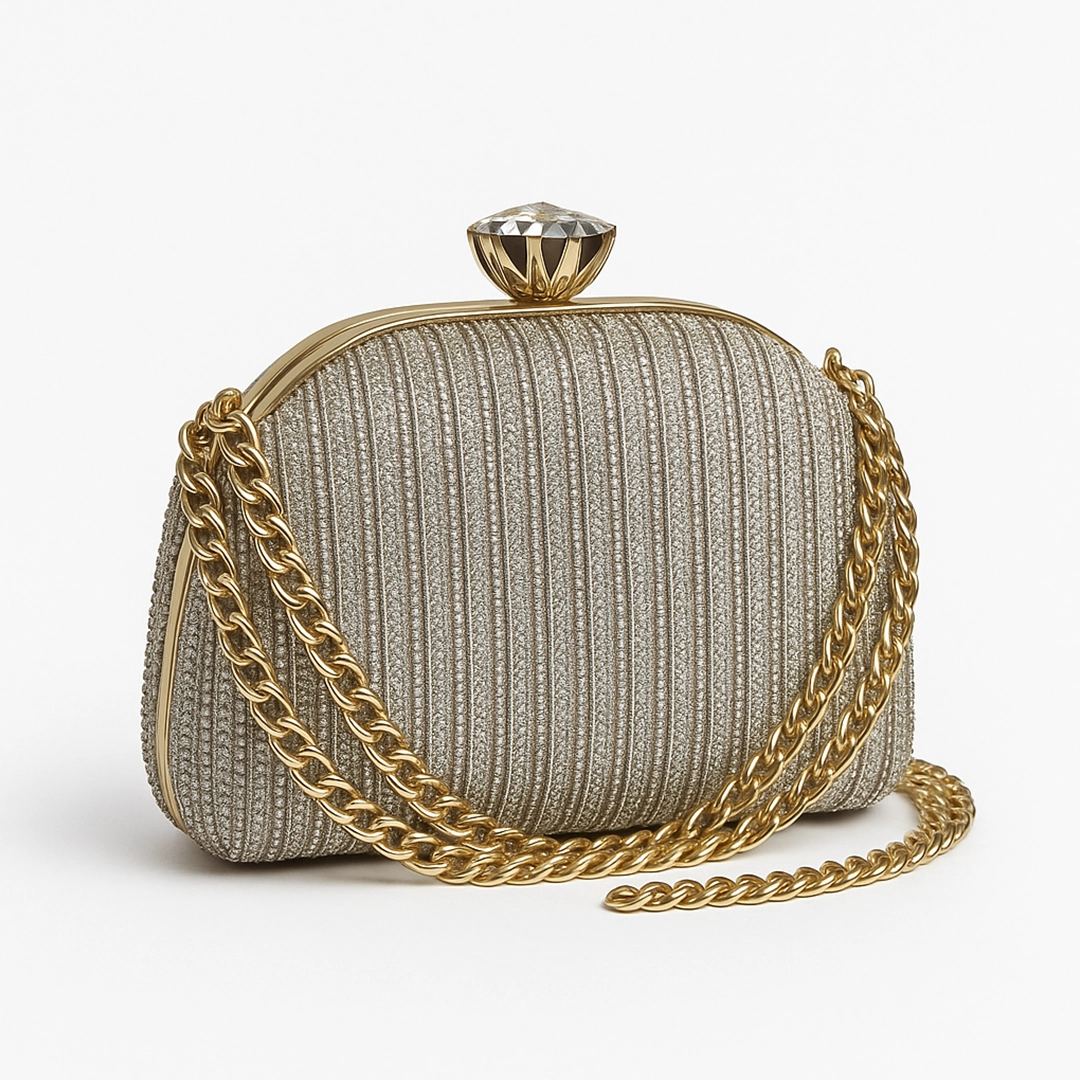 Diamond Crown Silver Clutch