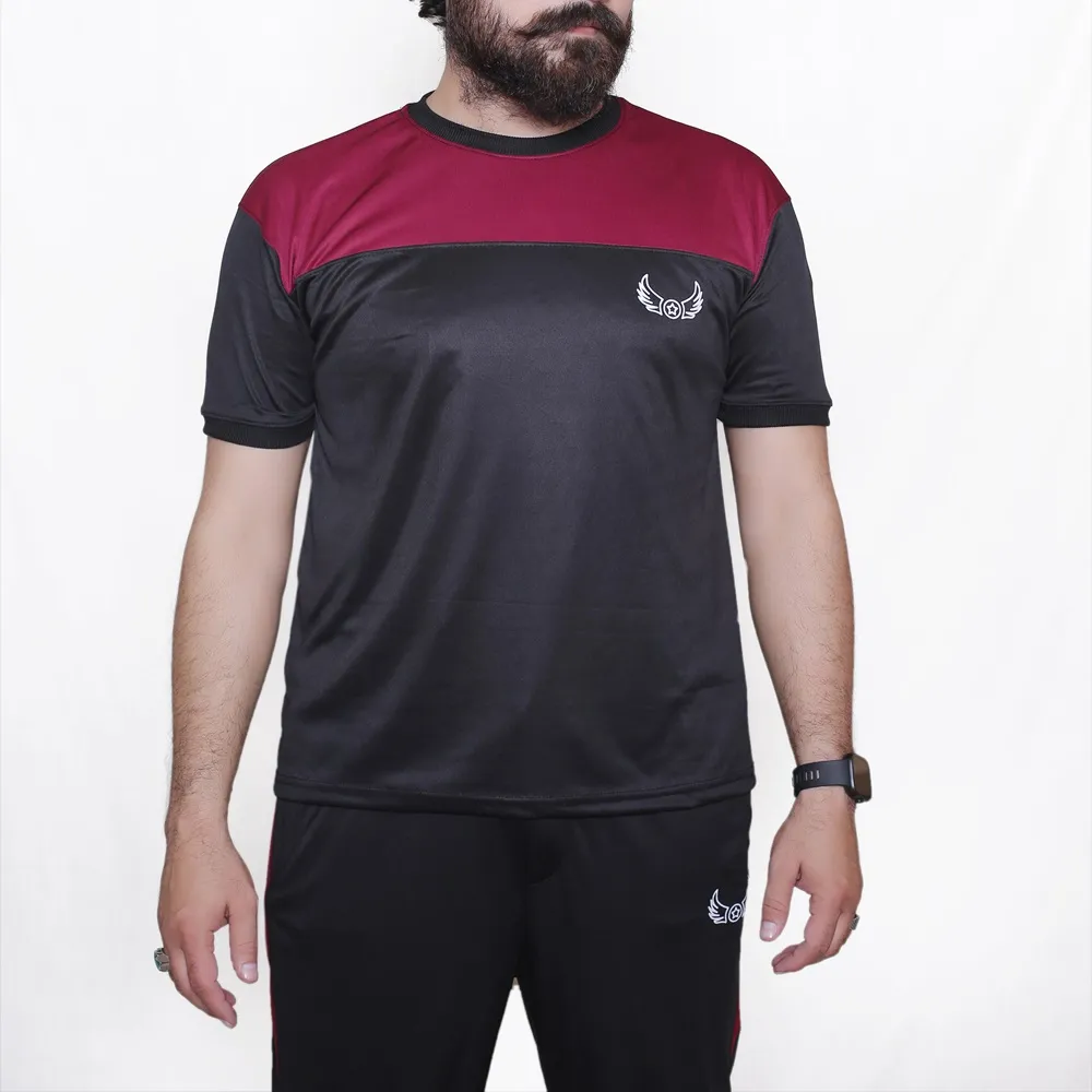 Maroon Black Sports Tshirt