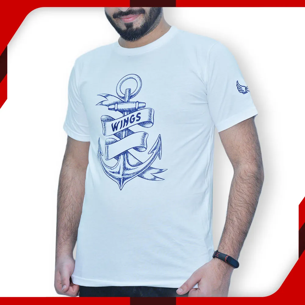 Wings White T-Shirt for Men Anchor