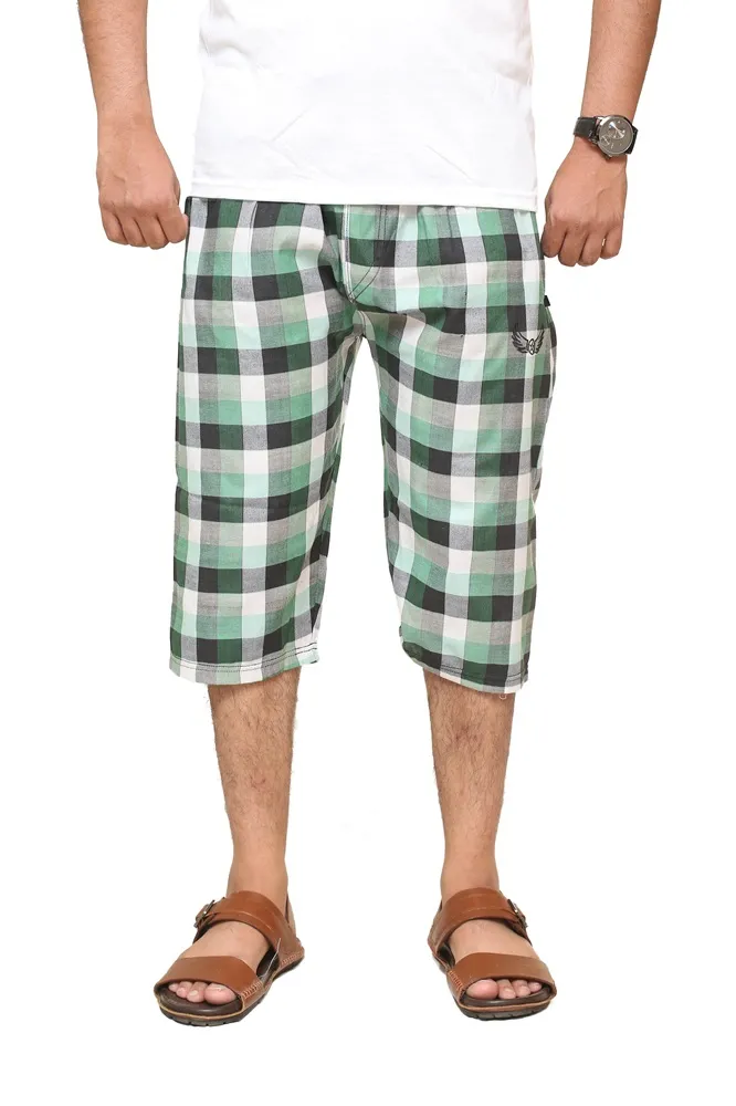 Green Cotton Shorts For Men