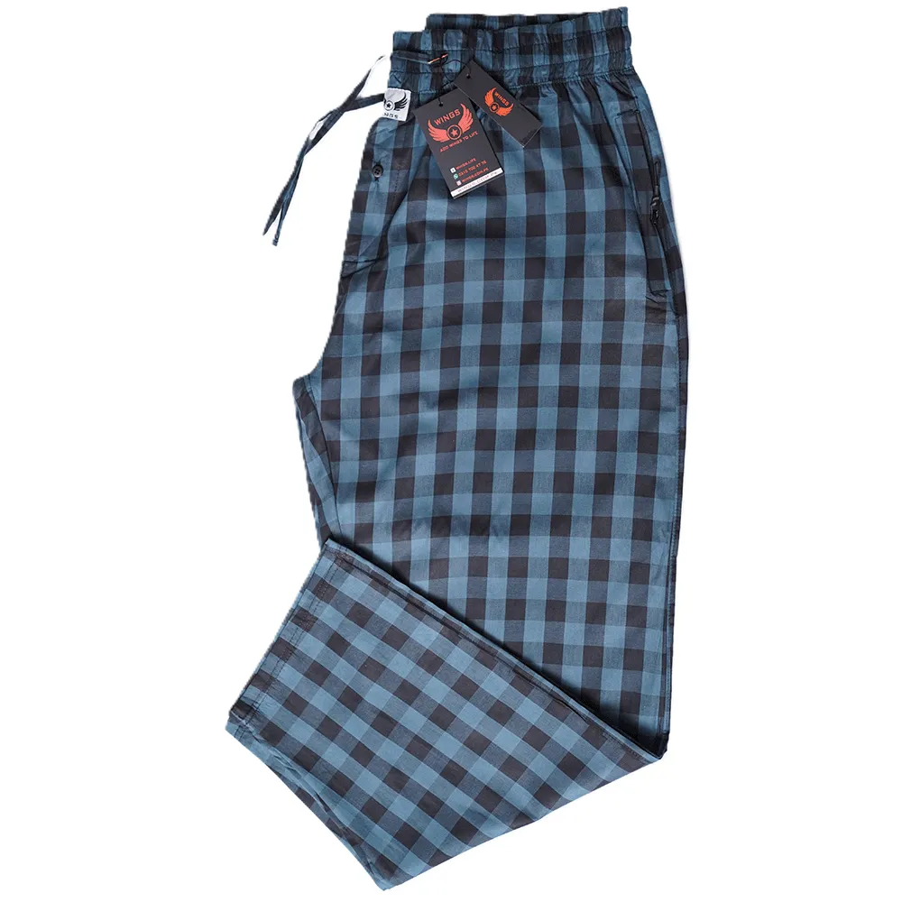 Special Blue & Black Cotton Trouser For Men