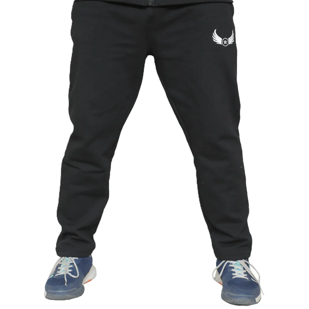 Winter Black Cotton Fleece Trouser