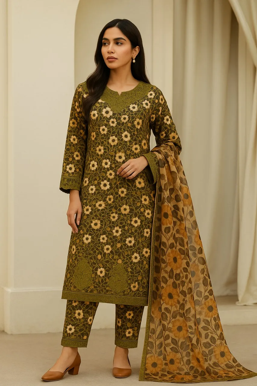 3 Piece Cotton Lawn Suit - Printed (Pret)