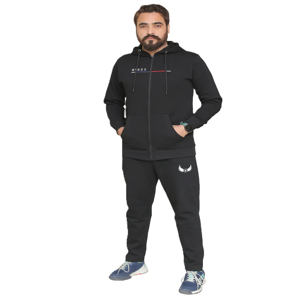 Winter Black Zipper Fleece Tracksuit