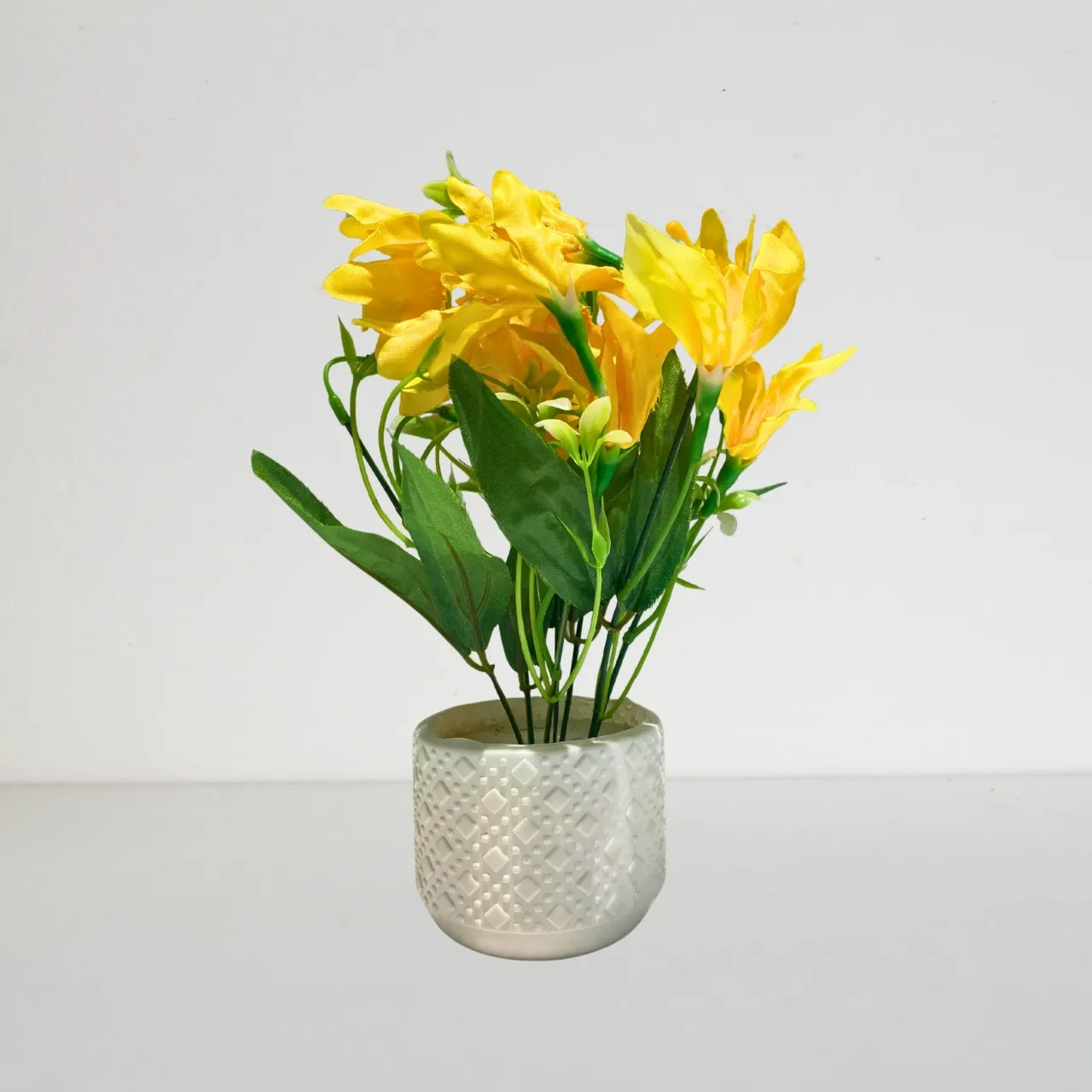 Artificial Yellow Lily Bloom Plant