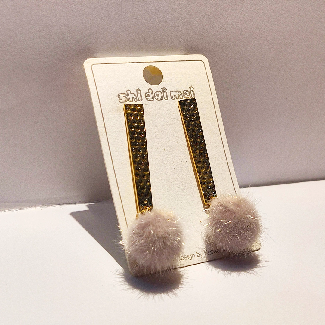 Golden Glam Fur Drop Earrings