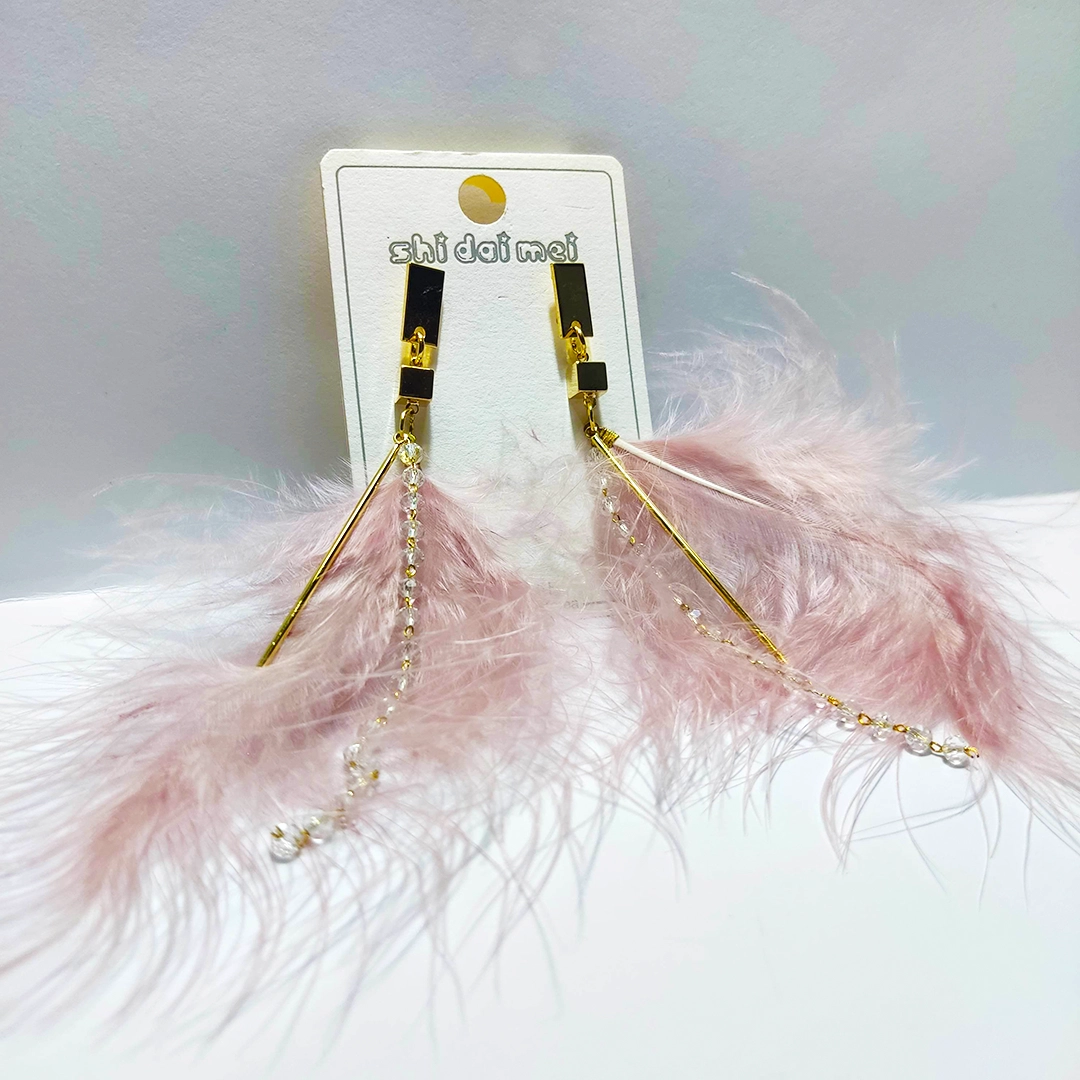 Blush Feather Elegance Earrings