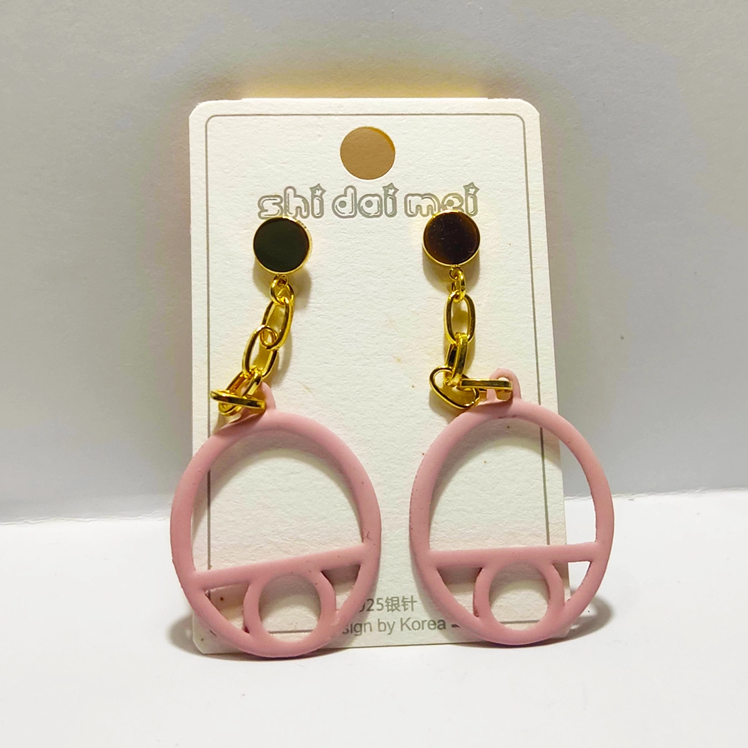 Blush Geo Circle Drop Earrings