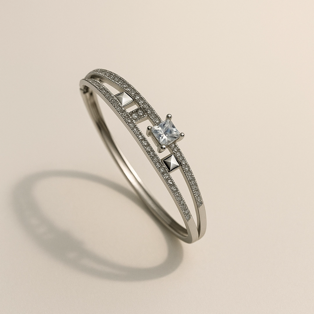 Crystal Crown Silver Bracelet