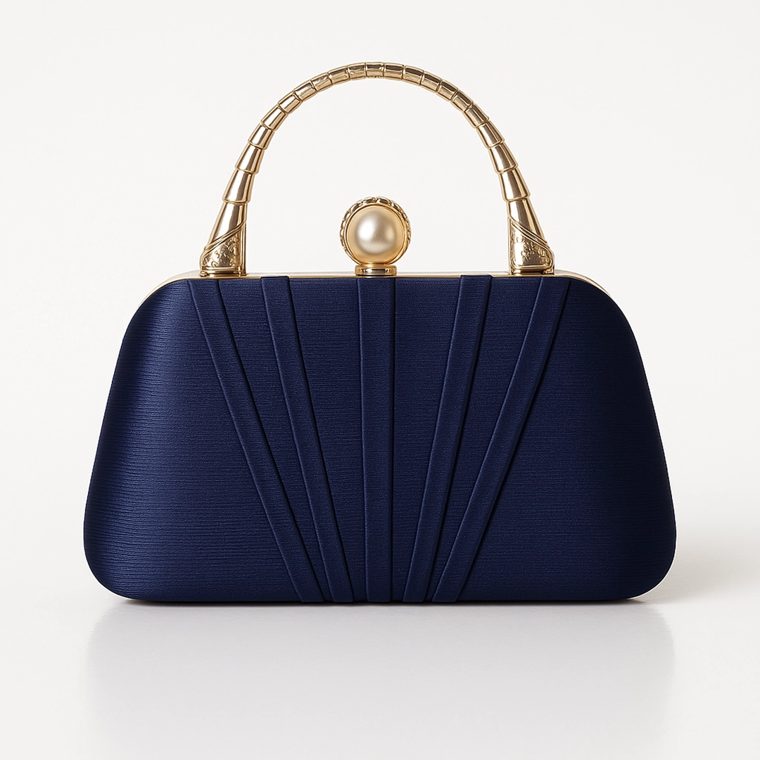 Navy Blue Suede Clutch Bag