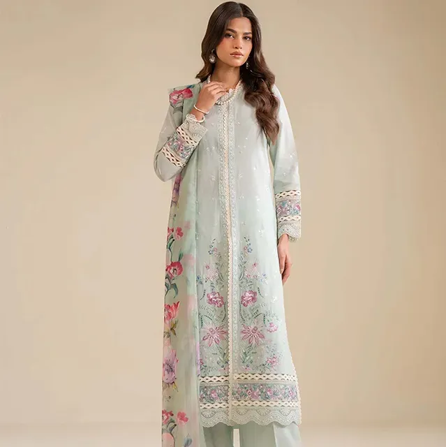 Elegant Pastel Embroidered Suit – Timeless Sophistication