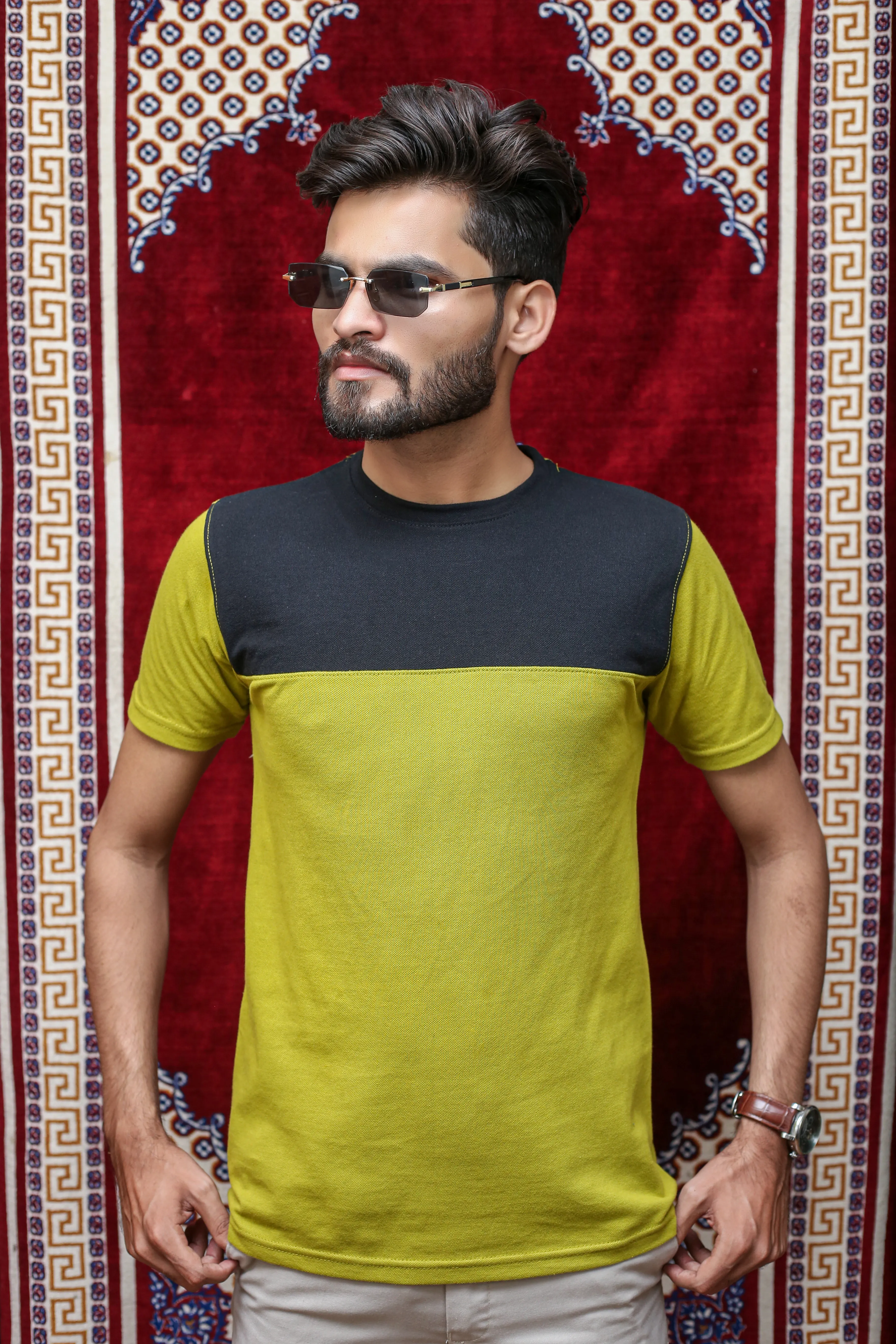 GLO-106 Olive Contrast Tee