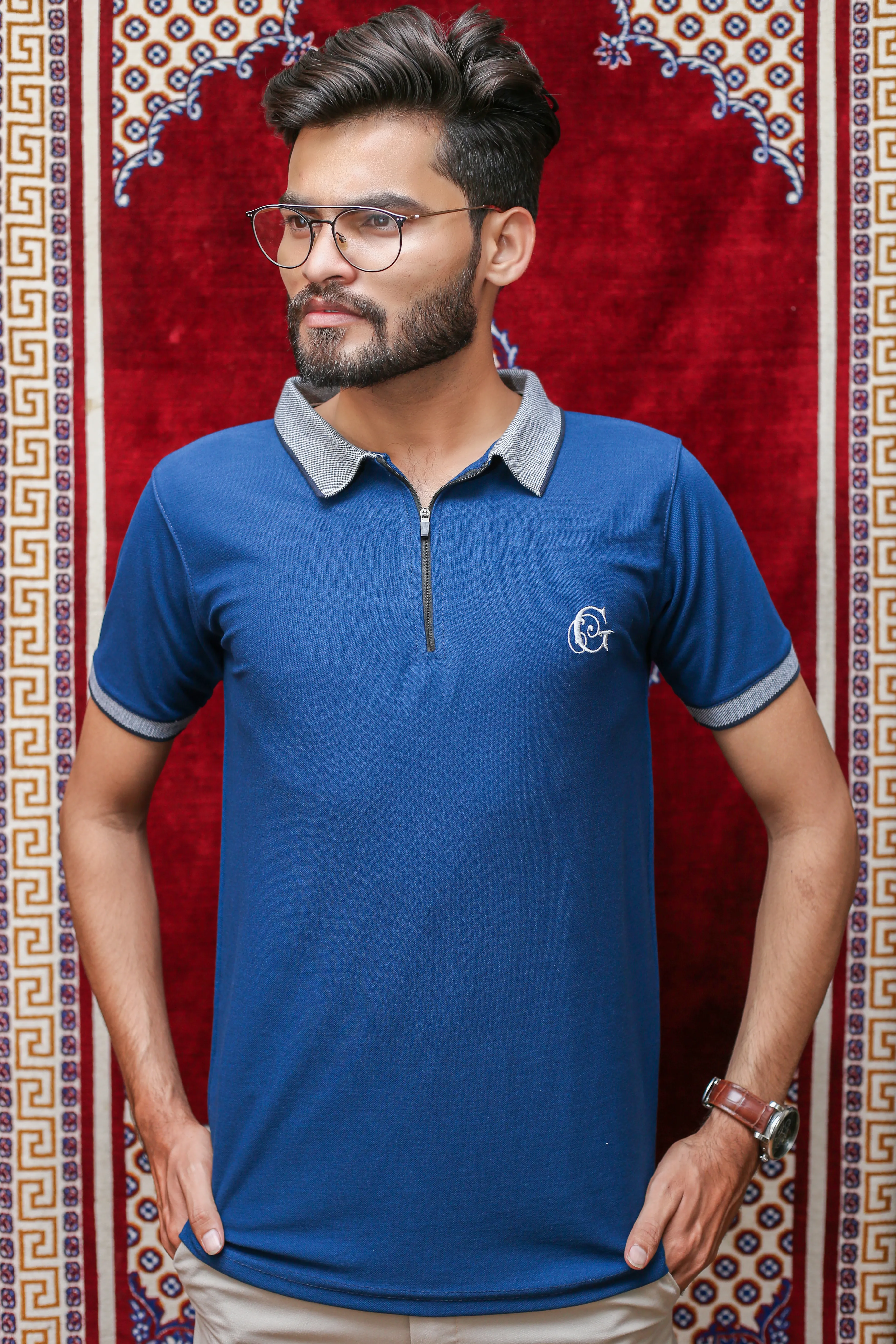 GLO-112 Navy Collar Fusion Polo