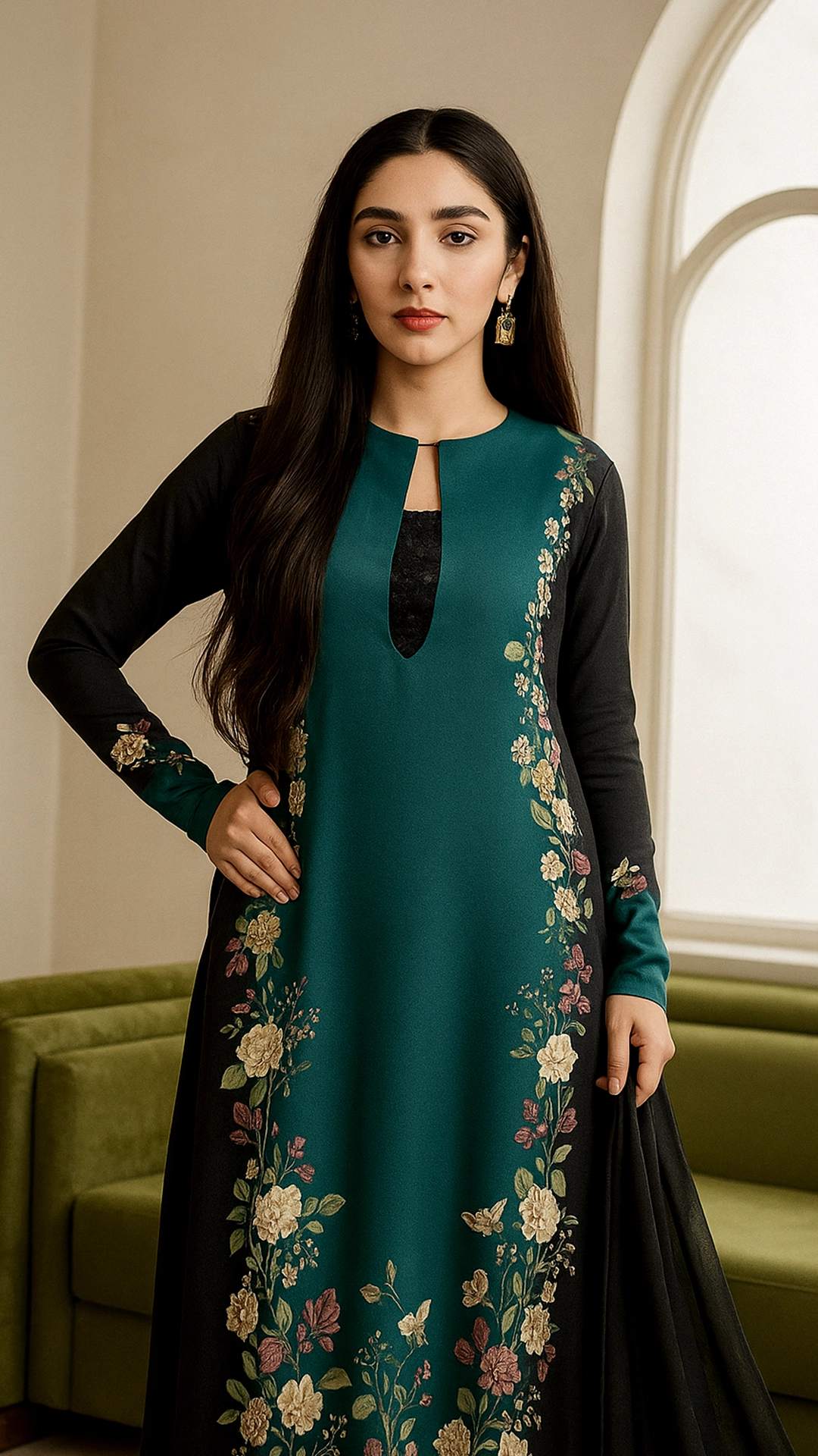 Co-Ord Set - Black & Green Floral