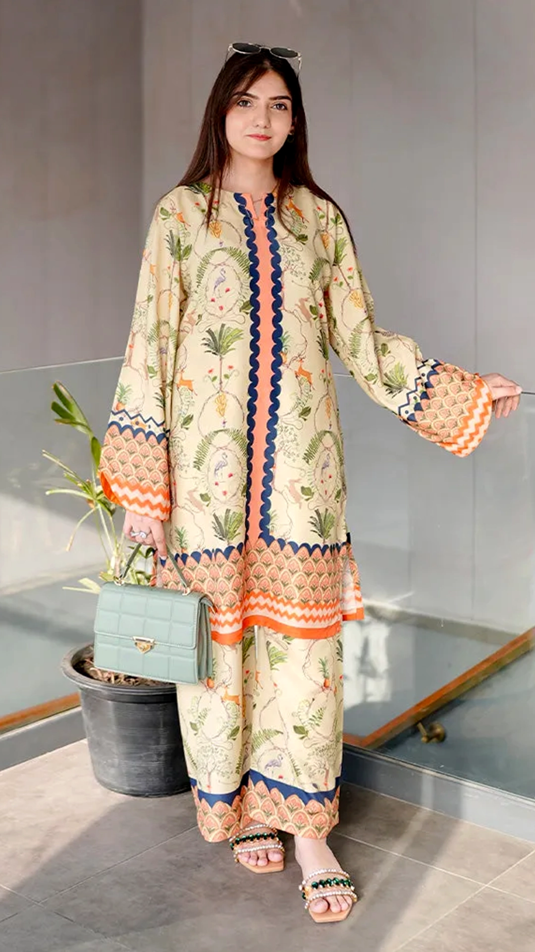 Co-Ord Set - Beige Multi-Print