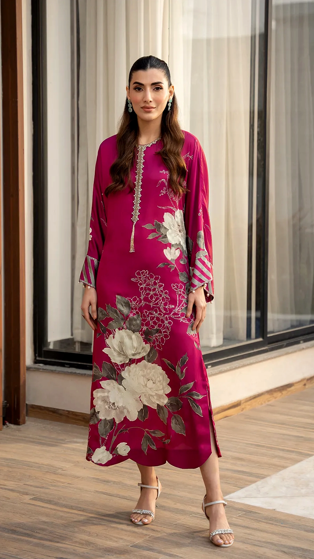 Co-Ord Set - Magenta Floral Printed