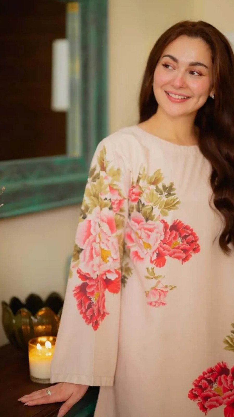 Co-Ord Set - Beige & Pink Floral Printed