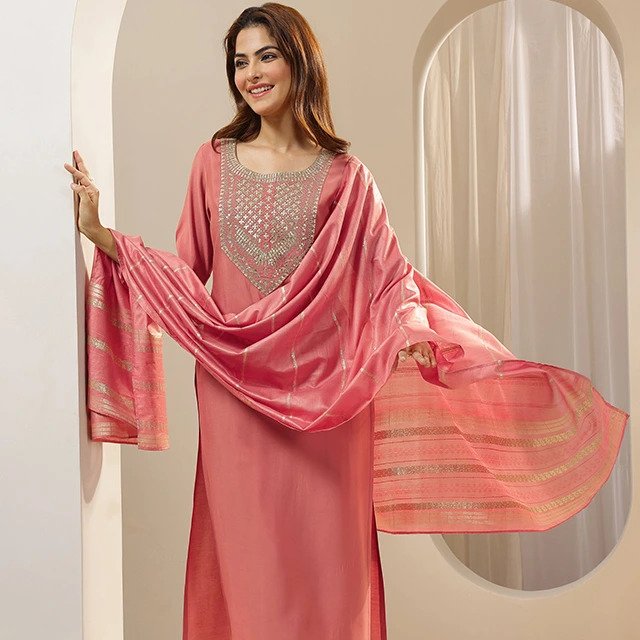 Graceful Pink Embroidered Lawn Suit
