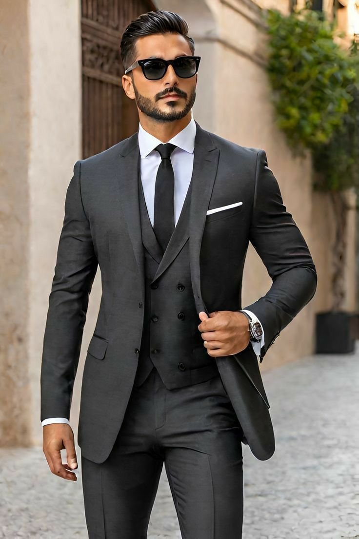 Men’s Slim Fit Black Three-Piece Suit