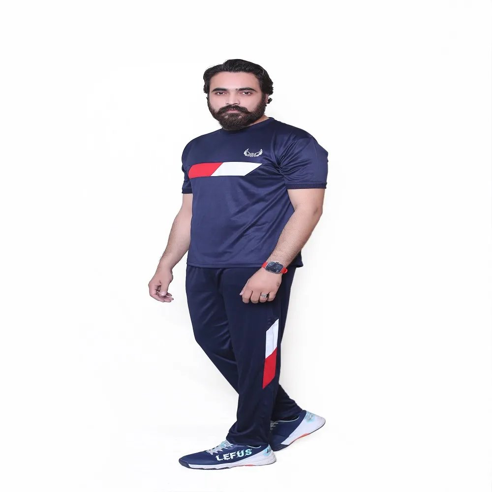 Blue with white-Red Stripe Sports Tshirt