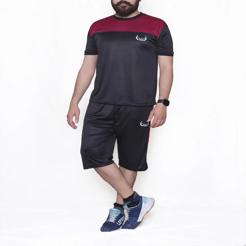 Maroon Black Sports Tshirt