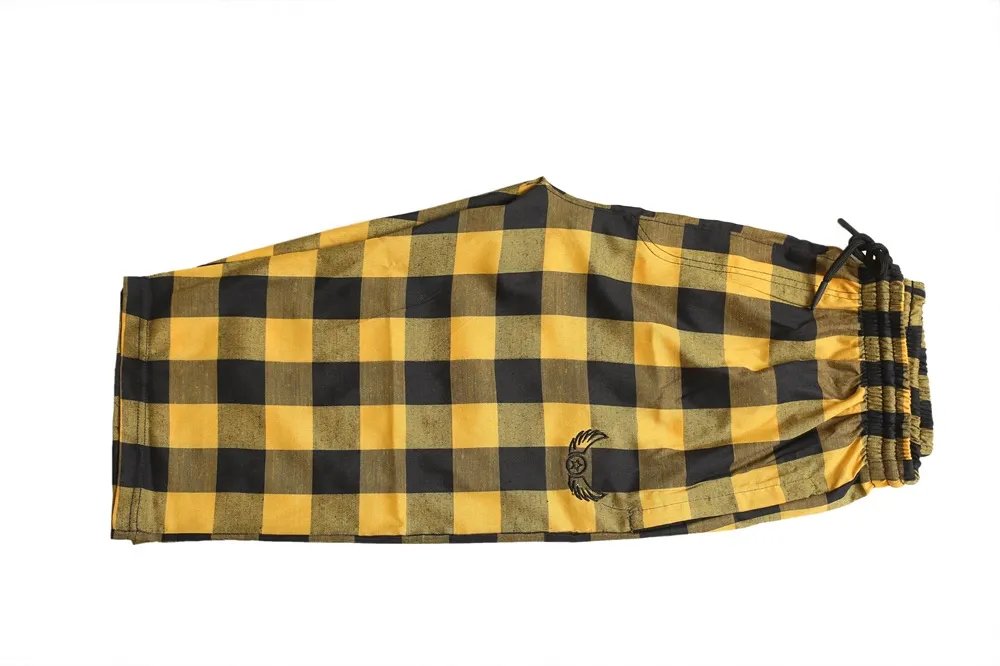 Yellow Black Cotton Shorts For Men