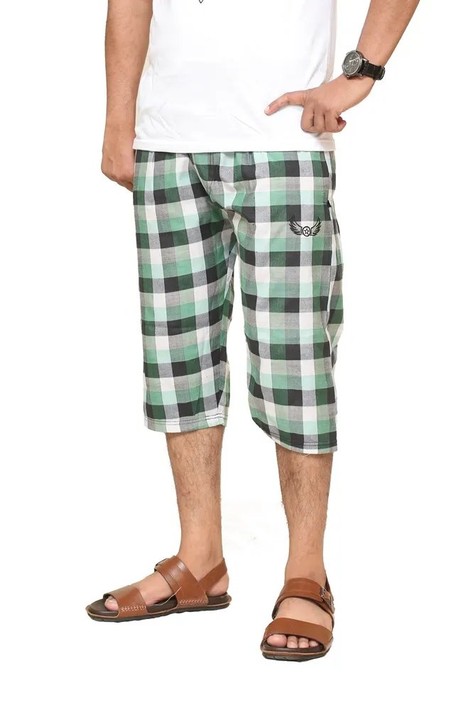 Green Cotton Shorts For Men