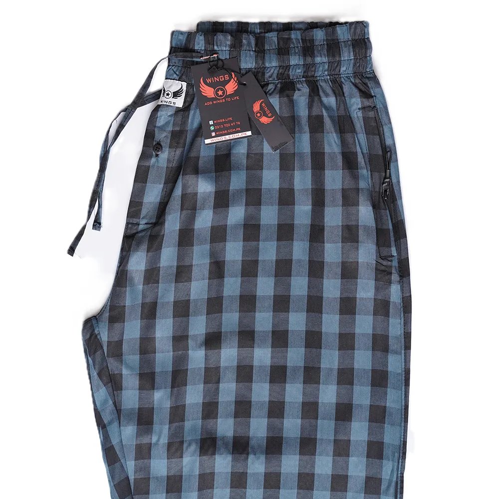 Special Blue & Black Cotton Trouser For Men