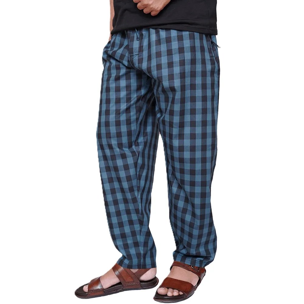 Special Blue & Black Cotton Trouser For Men