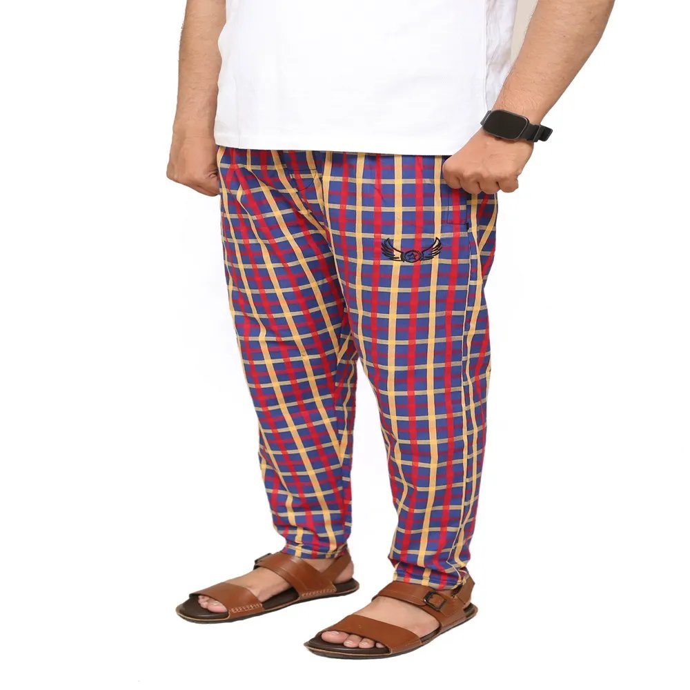 Special Blue with golden lines Cotton Trouser For Men