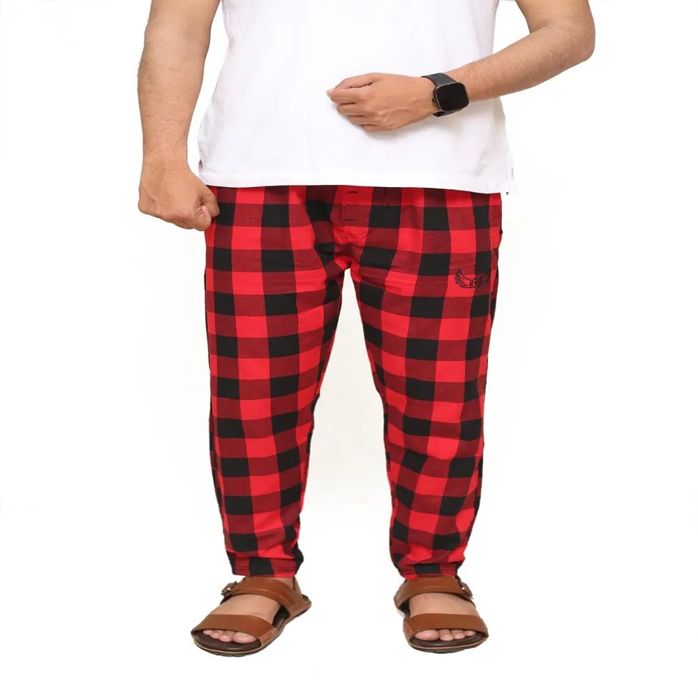 Red & Black Cotton Trouser For Men