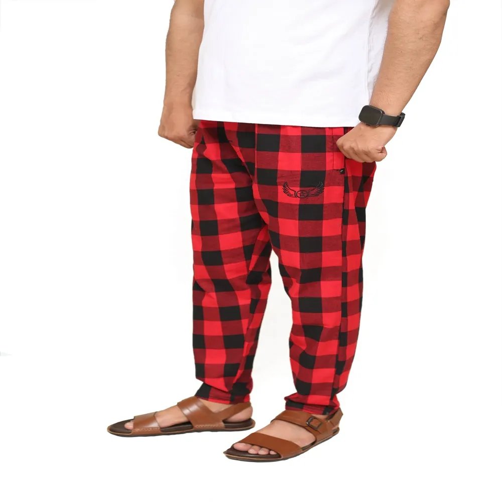 Red & Black Cotton Trouser For Men