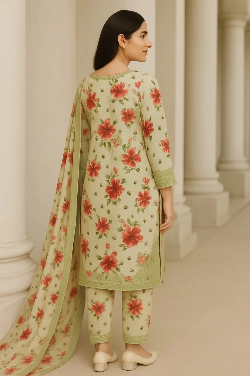 3 Piece Cotton Lawn Suit - Printed (Pret) AMP 02