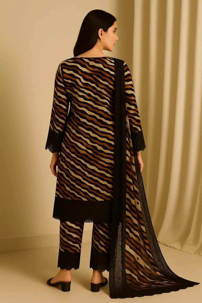 3 Piece Cotton Lawn Suit - Printed (Pret) AMP 03