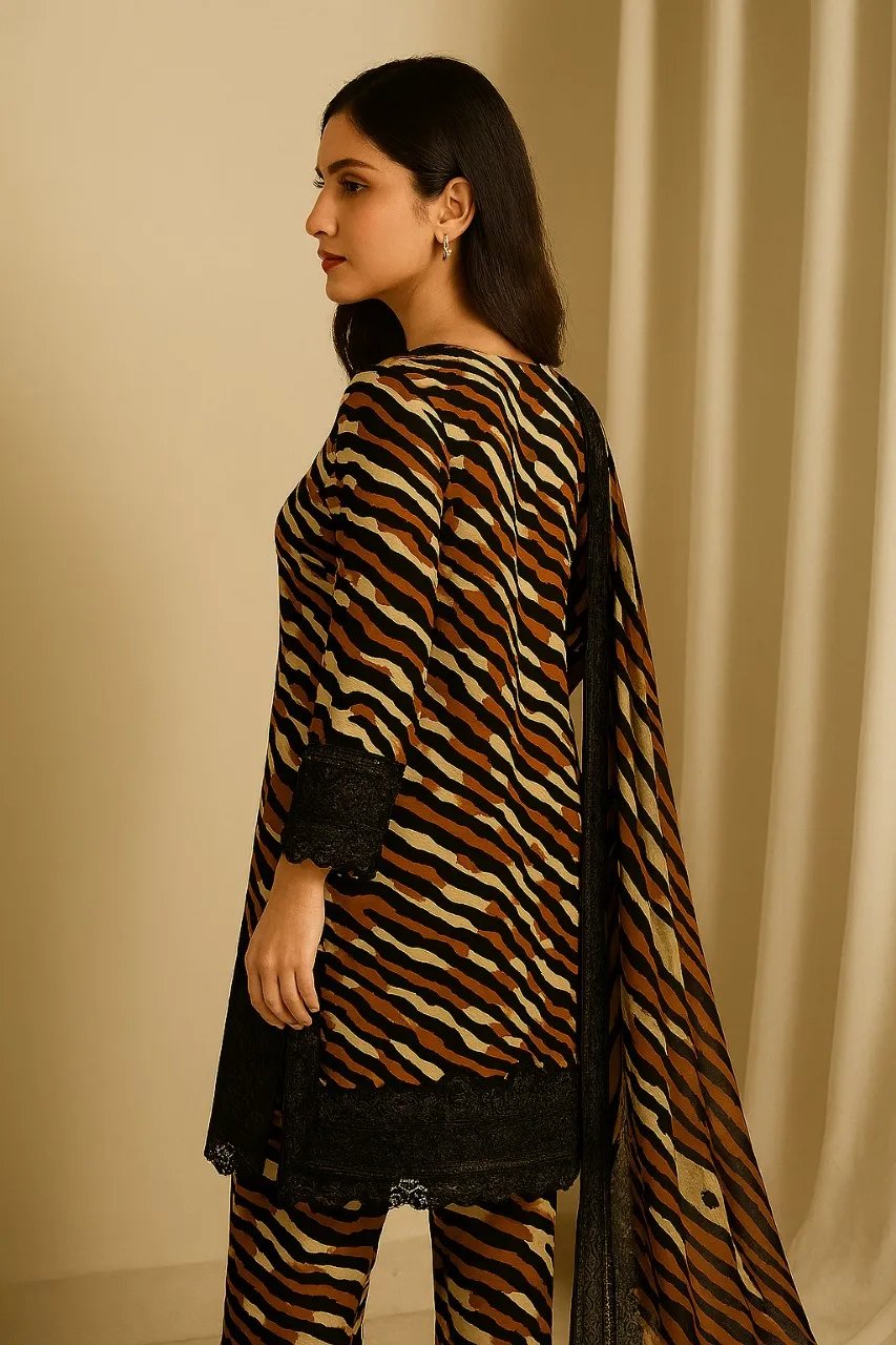 3 Piece Cotton Lawn Suit - Printed (Pret) AMP 03