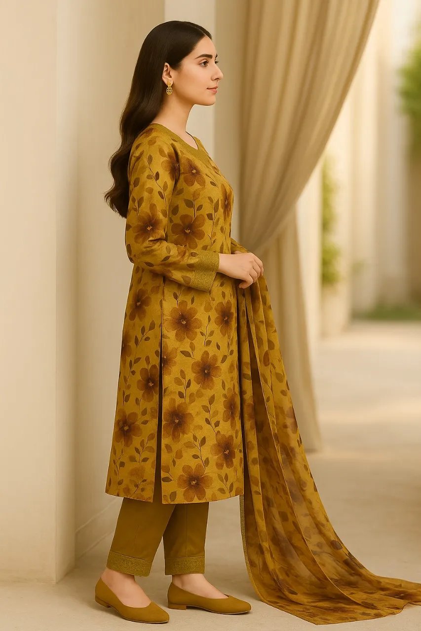 3 Piece Cotton Lawn Suit - Printed (Pret) AMP 04