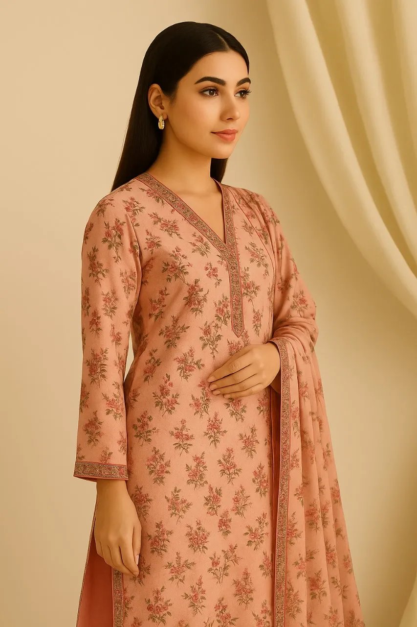 3 Piece Cotton Lawn Suit - Printed (Pret) AMP 07