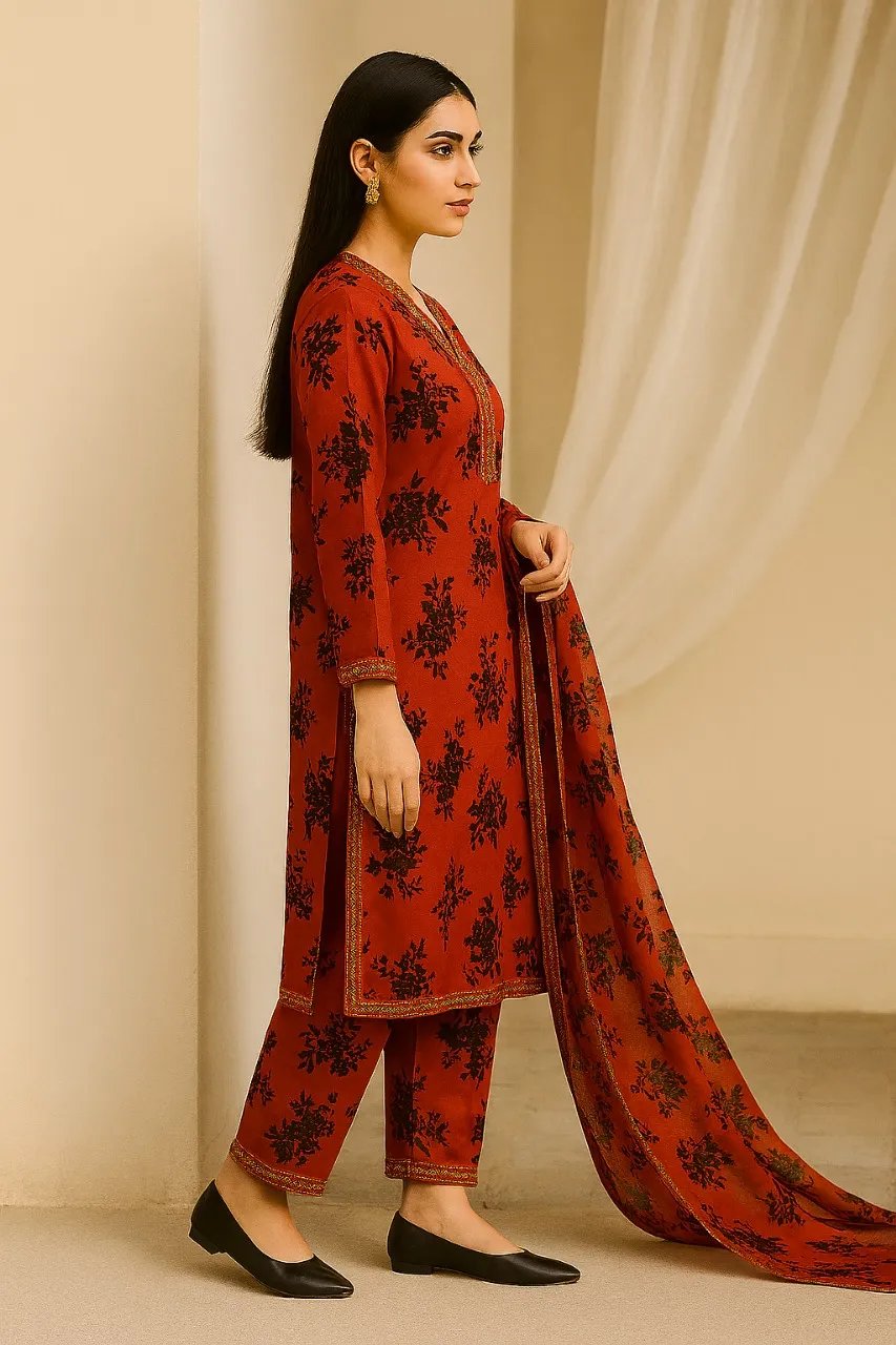 3 Piece Cotton Lawn Suit - Printed (Pret) AMP 09