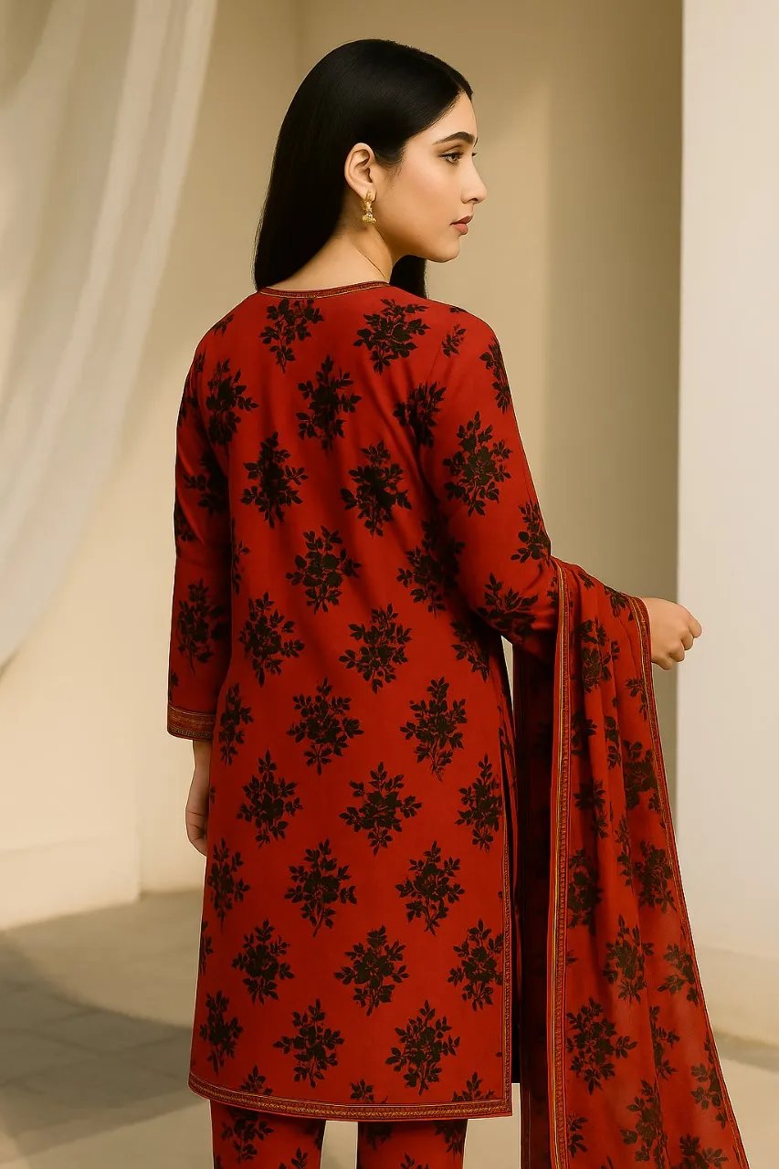 3 Piece Cotton Lawn Suit - Printed (Pret) AMP 09