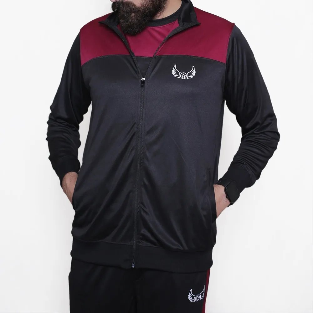 Maroon Black Sports Tracksuits