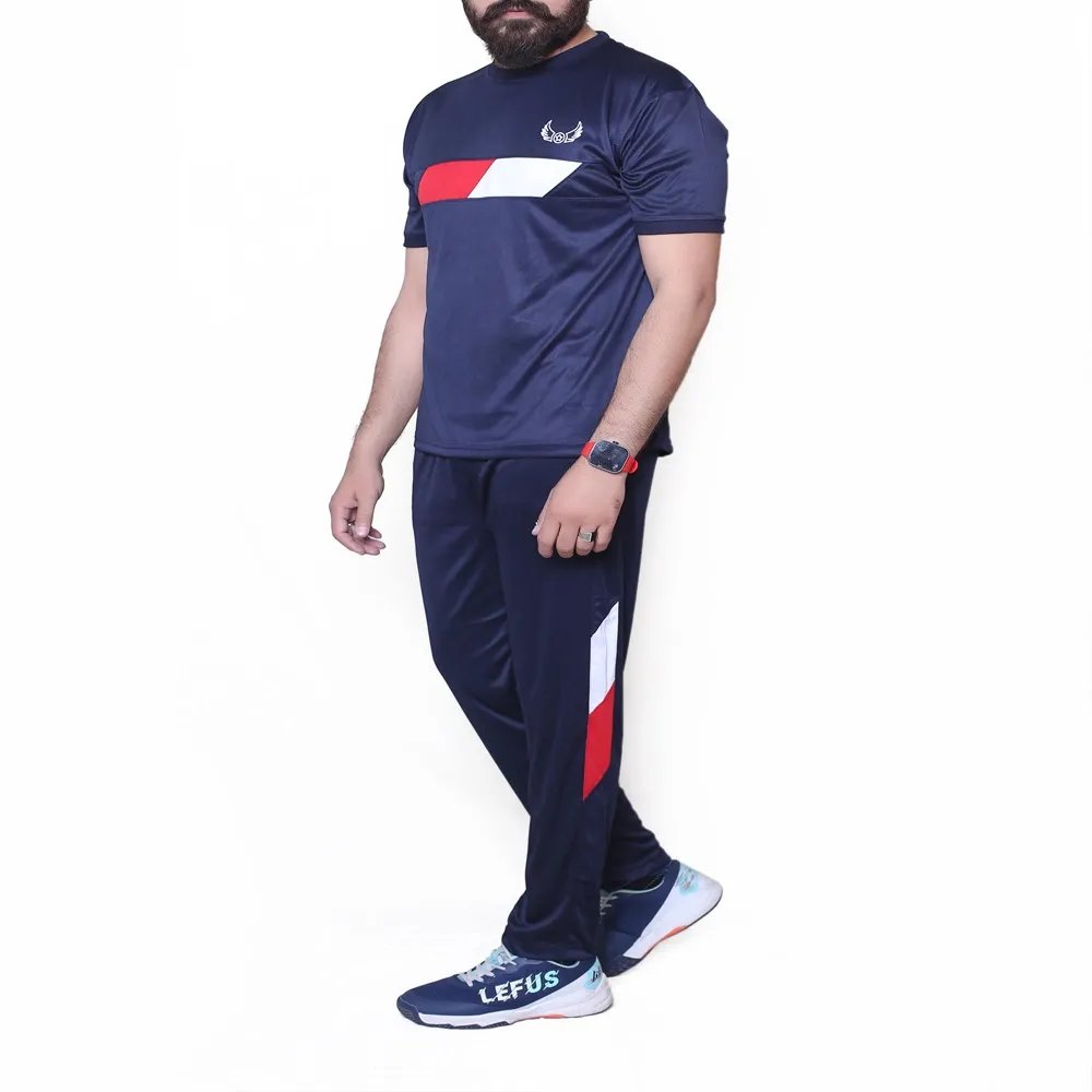 3in1 Blue with white red stripe Sports Tracksuits