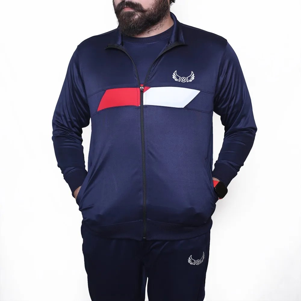 3in1 Blue with white red stripe Sports Tracksuits