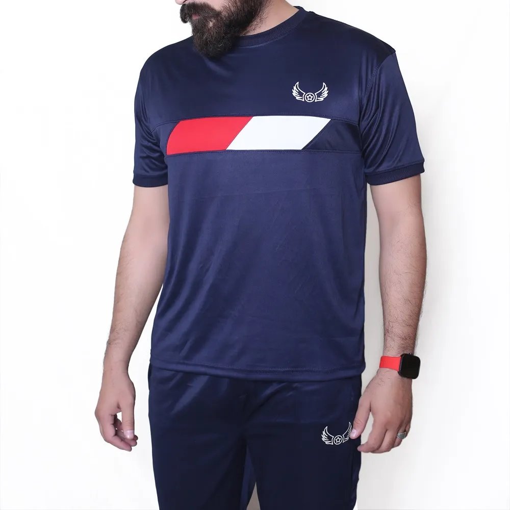 3in1 Blue with white red stripe Sports Tracksuits