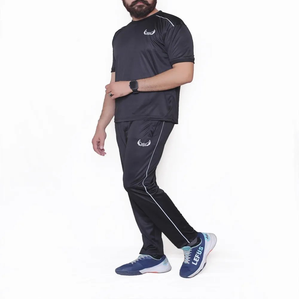 3in1 Black with white lining Sports Tracksuits