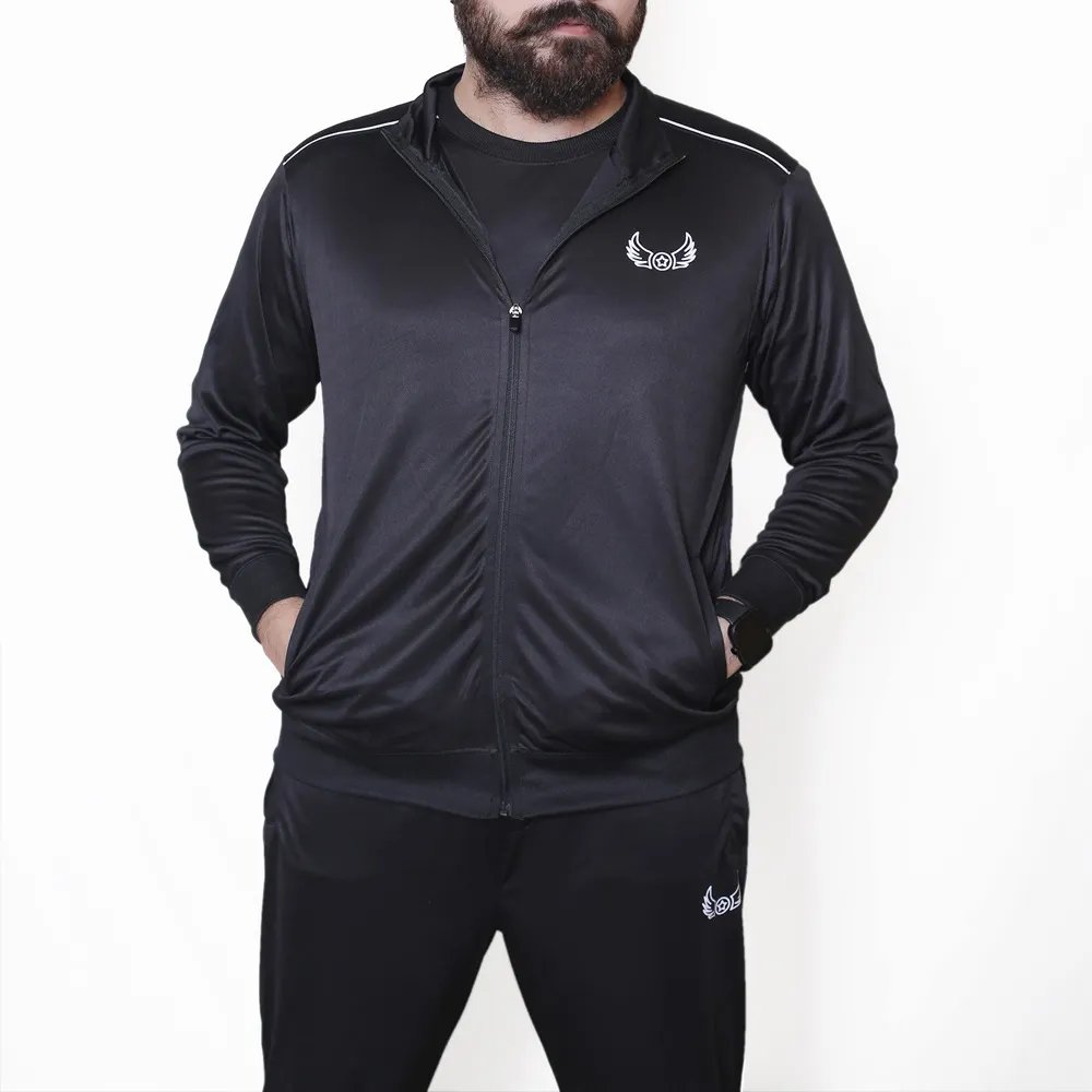 3in1 Black with white lining Sports Tracksuits