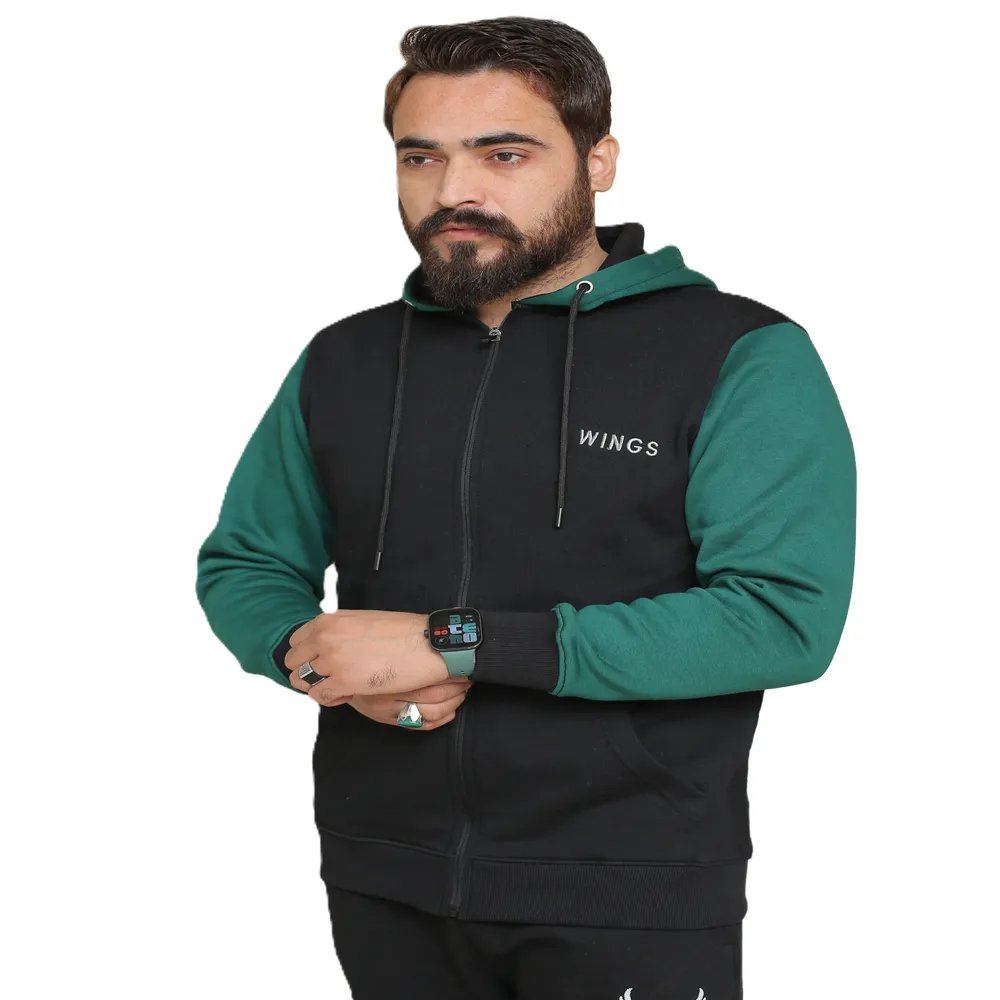 Winter Green Black zipper Fleece Tracksuit