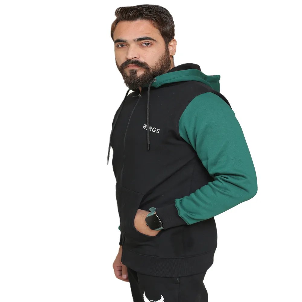 Winter Green Black zipper Fleece Tracksuit